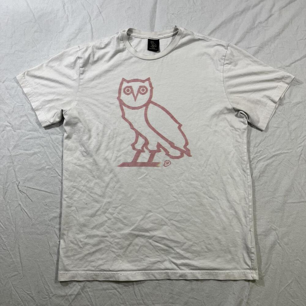 OVO Drake Owl Tee with pink owl graphic Size Large